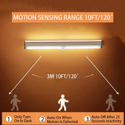 Motion Sensor Strip Light Wireless Rechargeble LED Light - Golden Aura