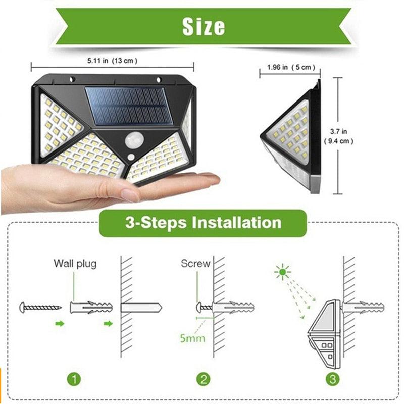 LED Solar Wall Lights Outdoor Lamp PIR Motion Sensor - Golden Aura